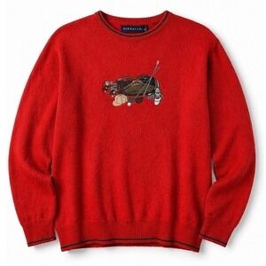 Pinnacle Vintage Crew Neck Long Sleeve Golf Grandpa Sweater‎ Made In USA Size L